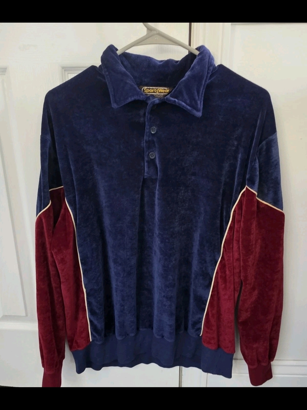 Authentic SEARS VINTAGE velour COLOR BLOCK PULLOVER LOUNGEWEAR